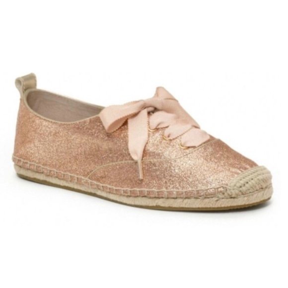 Coach Ramira Rose Glitter Lace Up Espadrille Sneaker Loafer Flats - Picture 1 of 9